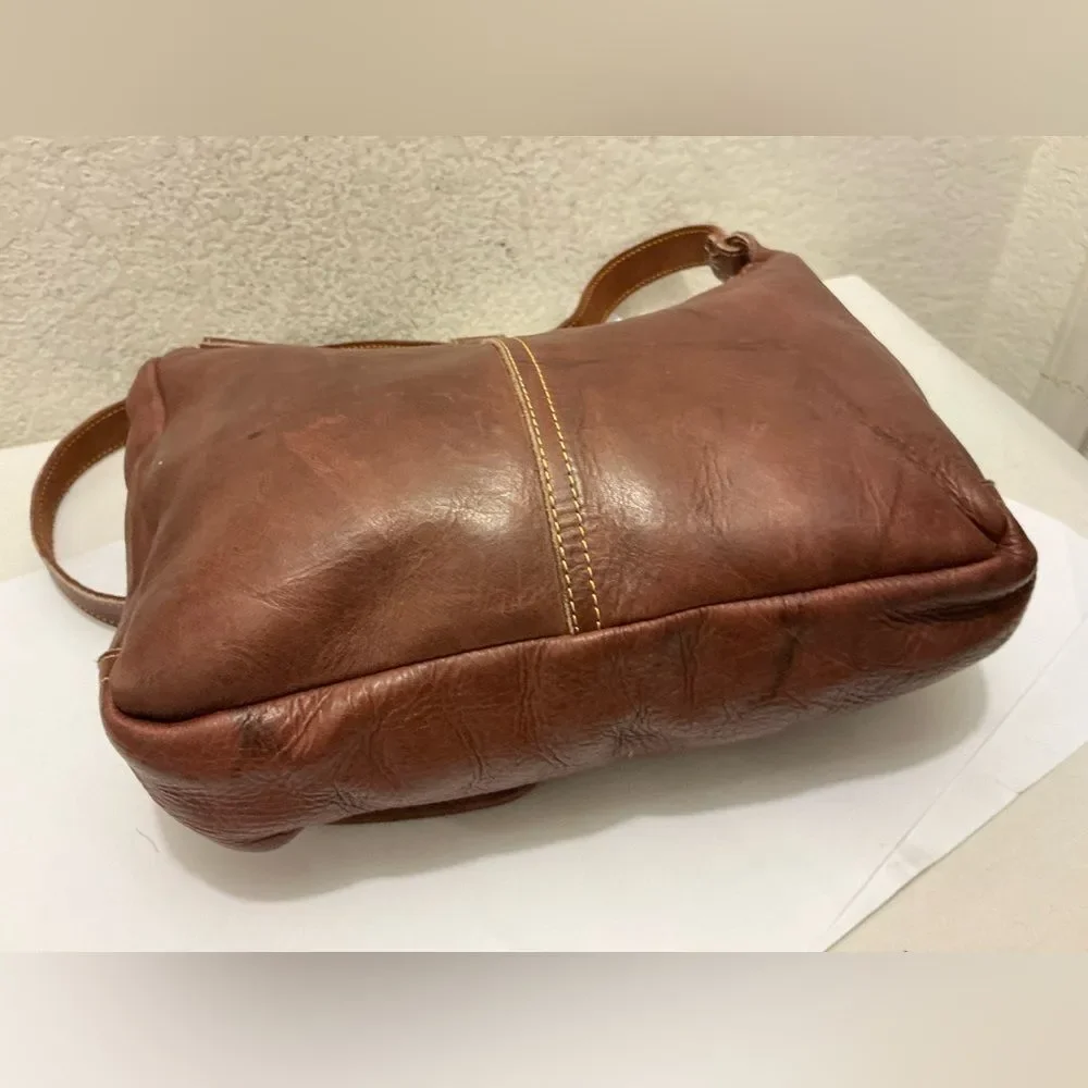 Frye Rich Brown Leather Messenger Bag vintage